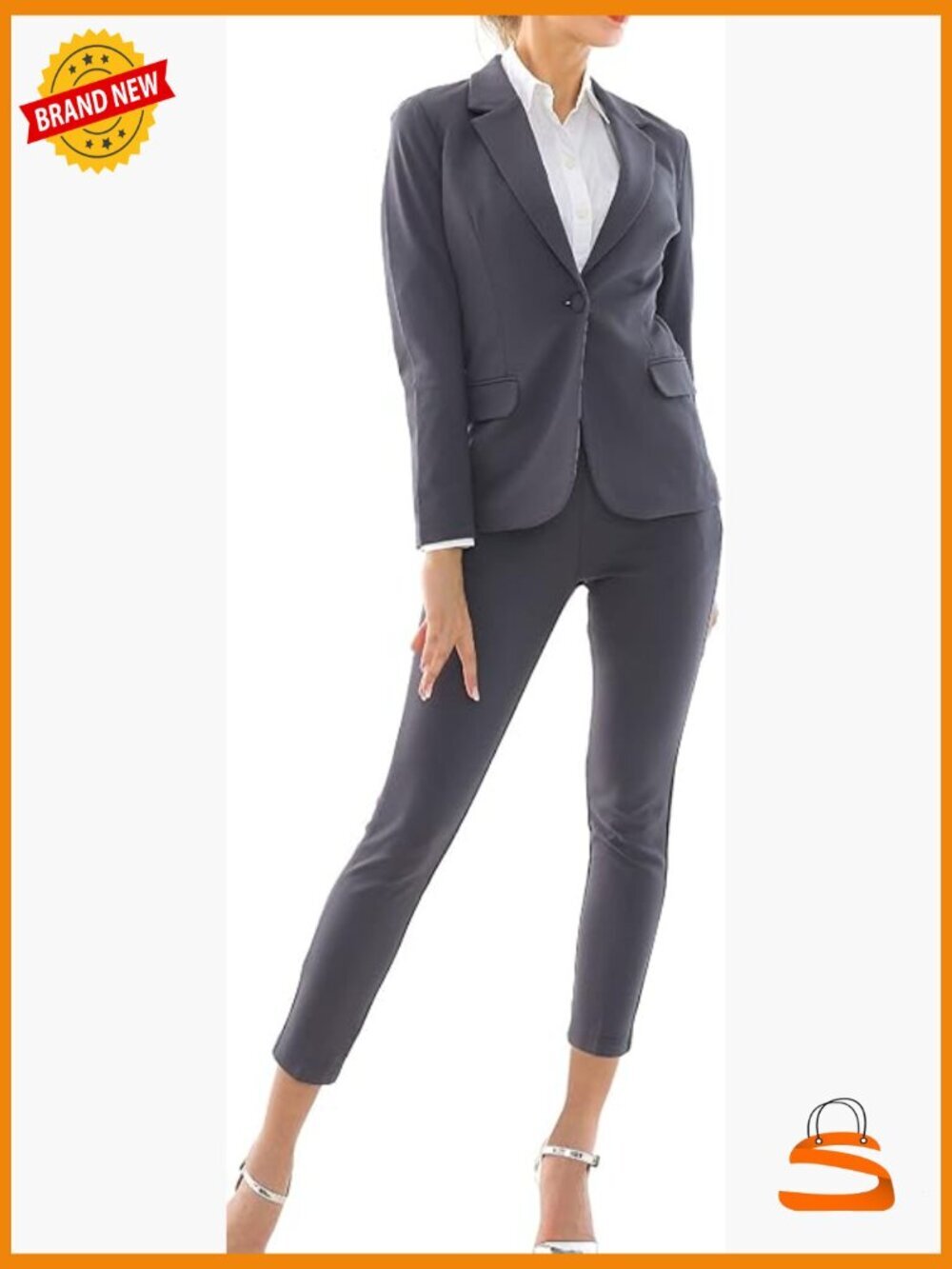 Two Piece Business Pant Suit Set – Stretch Blazer & Trousers Workwear